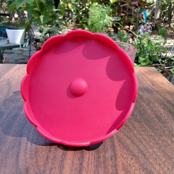 Sheffield Home Dining Glass Mushroom Mug with Silicone Topper, Red/Beige/White - Picture 10 of 10